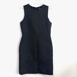 Theory Dress 10 Aster Jacquard Reneid Sheath Black Sleeveless‎ Cocktail Short